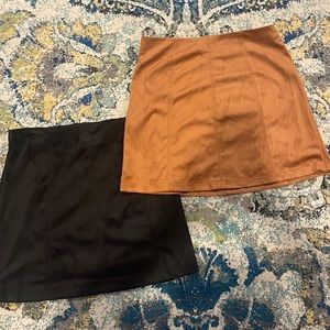 Tan and black velvet skirts